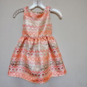 Place Pink & Gold Patterned Sleeveless Party Dress Size 5